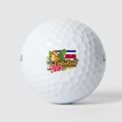 Costa Rica retro big cat vintage flag Souvenir Golf Balls