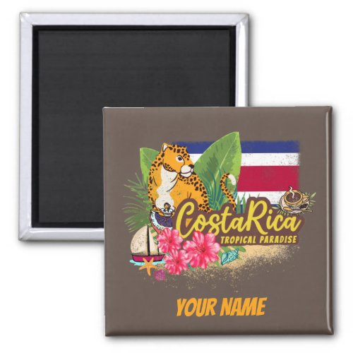 Costa Rica retro big cat vintage flag Souvenir Magnet