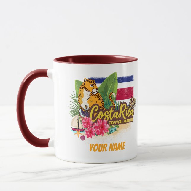 Costa Rica retro big cat vintage flag Souvenir Mug (Left)