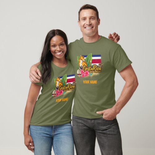 Costa Rica retro big cat vintage flag Souvenir T_Shirt