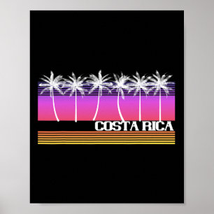 Costa Rica Retro Style Beach Island Vintage Sunset Poster