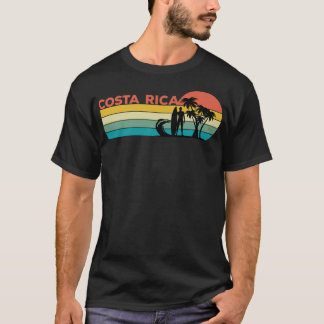Costa Rica Retro Vintage Surfing Sunset Graphic So T-Shirt