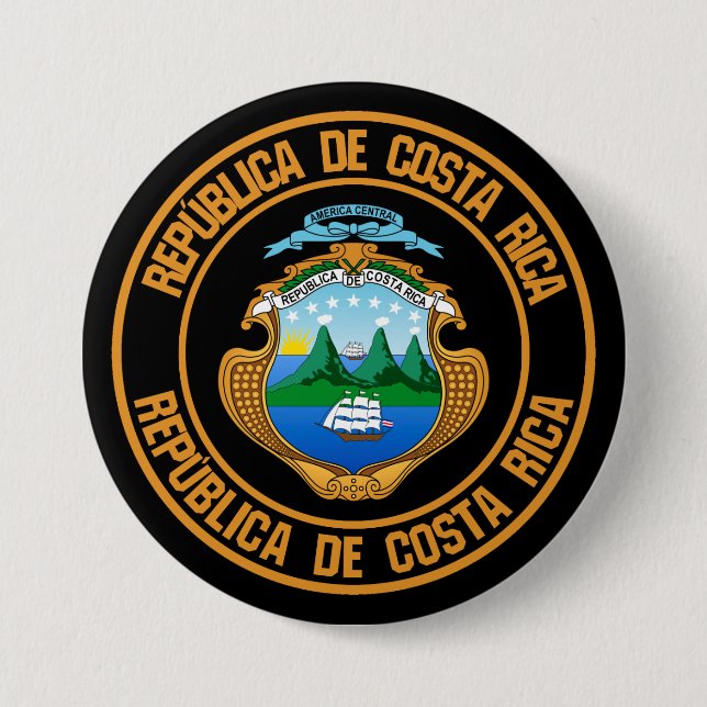 Costa Rica Round Emblem Button (Front)