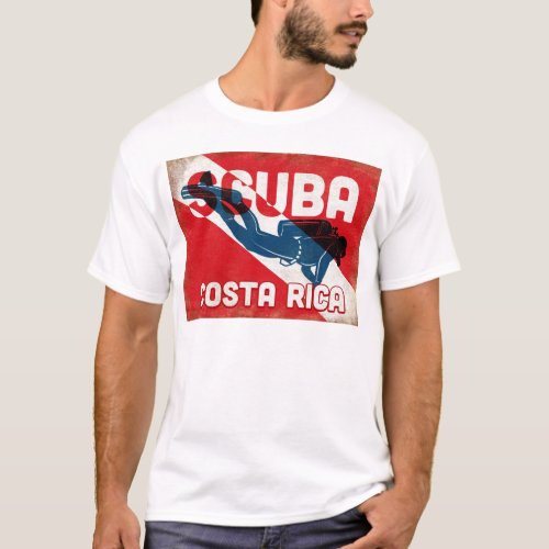 Costa Rica Scuba Diver _ Blue Retro T_Shirt