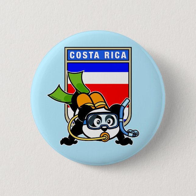 Costa Rica Scuba Diving Panda Pinback Button (Front)