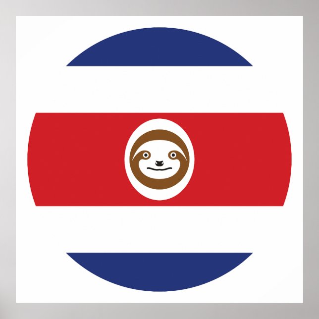 Costa Rica Sloth Costa Rican National Animal Flag Poster (Front)