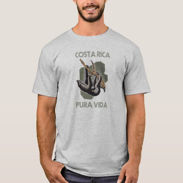 Costa Rica Sloth Hanging From Tree Pura Vida T-Shi T-Shirt (Front)