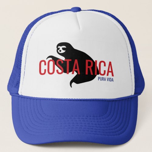 Costa Rica Sloth Souvenir Hat  Blue