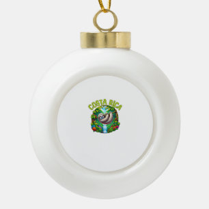 Costa Rica Sloth - Tropical Rainforest Waterfall T Ceramic Ball Christmas Ornament