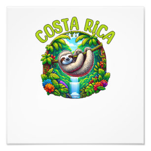 Costa Rica Sloth - Tropical Rainforest Waterfall T Photo Print