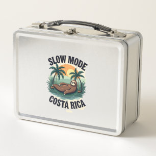 Costa Rica Sloth Vintage Vacation Shirt Metal Lunch Box