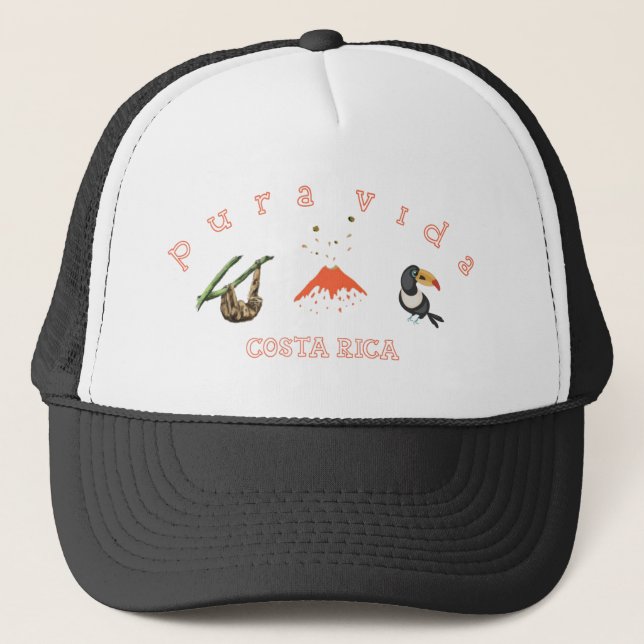 Costa Rica Sloth Volcano Toucan Souvenir Hat (Front)
