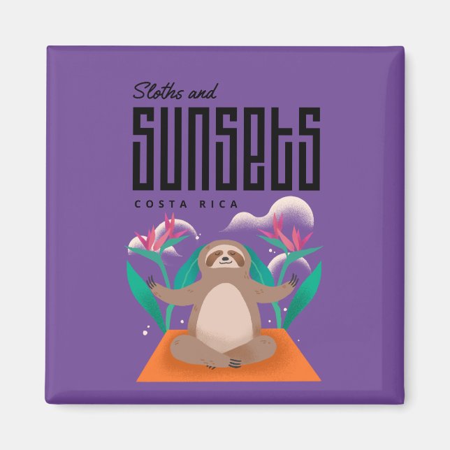 Costa Rica Sloths and Sunsets Souvenir Magnet (Front)