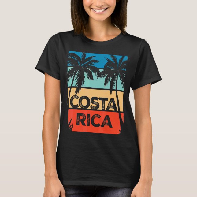 Costa Rica Souvenir Travel Vacation Trip Retro Sun T-Shirt (Front)