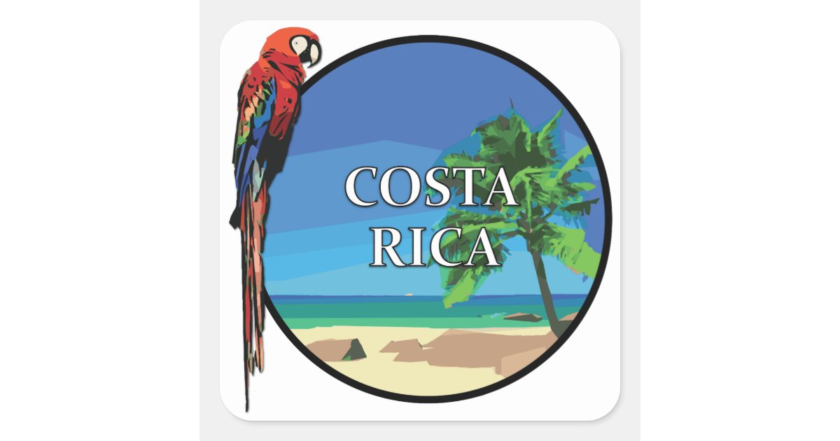 Costa Rica Square Stickers, Glossy Square Sticker Zazzle