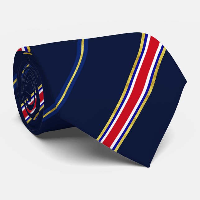 Costa Rica stripes flag Neck Tie (Rolled)