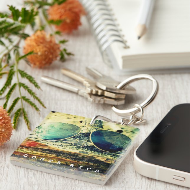 Costa Rica Sunglasses Pura Vida Keychain (Front Right)