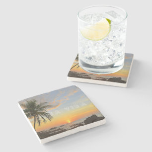Costa Rica Sunset Beach Pura Vida  Stone Coaster