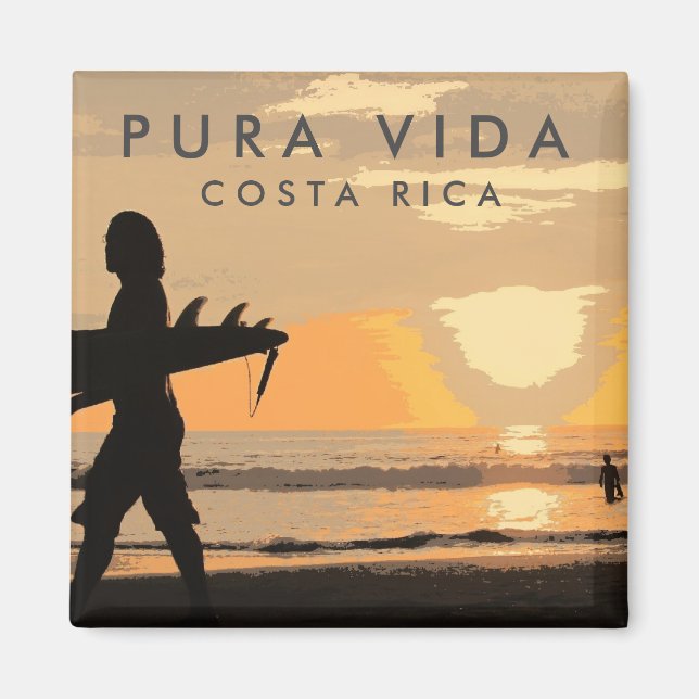 Costa Rica Sunset Surfer Souvenir Magnet (Front)