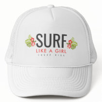 Costa Rica Surf Like a Girl Hibiscus Flower Trucker Hat