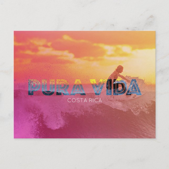 Costa Rica Surfer Pura Vida Postcard (Front)