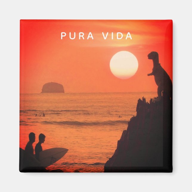 Costa Rica Surfer Sunset Pura Vida Magnet (Front)