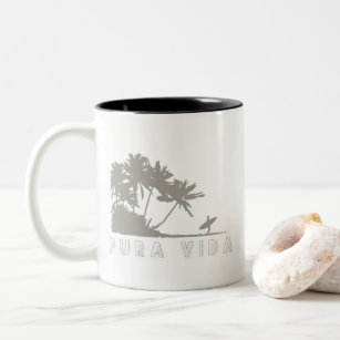 Costa Rica Surfers Pura Vida Two-Tone Coffee Mug