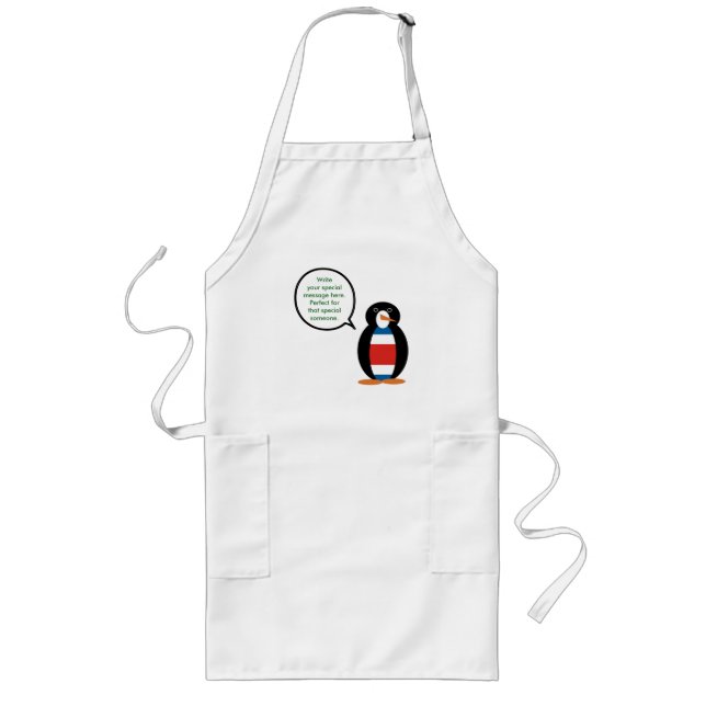 Costa Rica Talking Ms Penguin Personalized  Long Apron (Front)