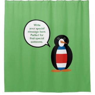 Costa Rica Talking Ms Penguin Personalized Shower Curtain