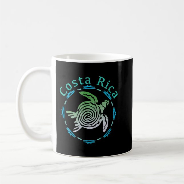 Costa Rica Tee Vintage Tribal Turtle  Coffee Mug (Left)