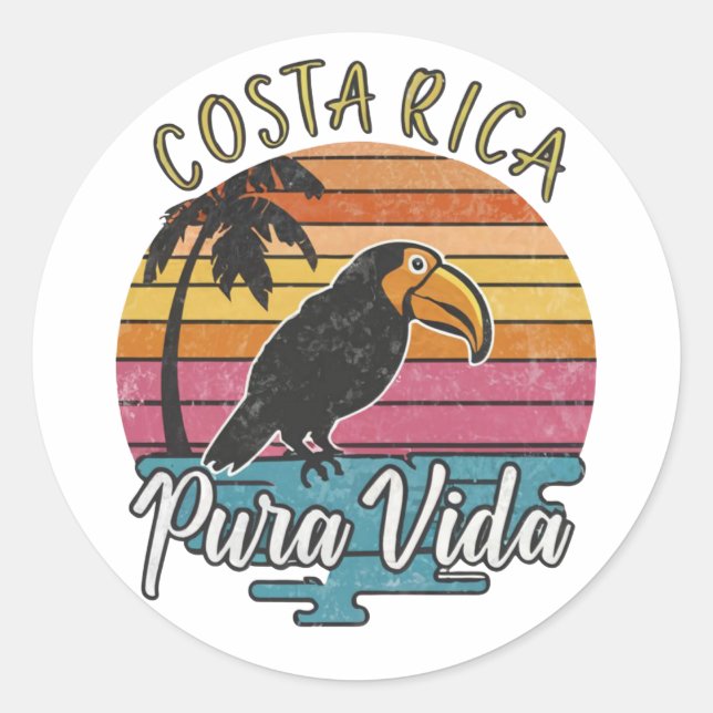 Costa Rica Toucans, Pura Vida  Classic Round Sticker (Front)