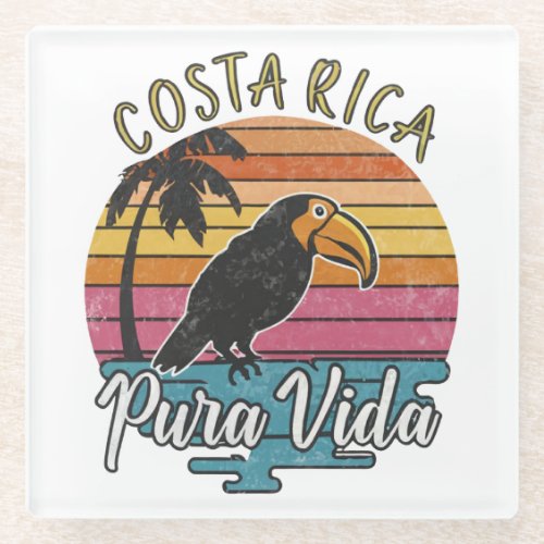 Costa Rica Toucans Pura Vida  Glass Coaster