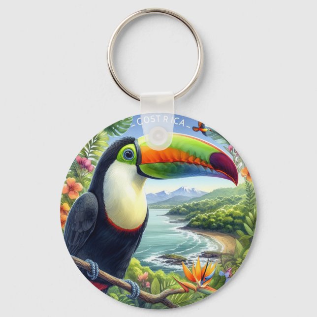 Costa Rica Toucans, Pura Vida Keychain (Front)