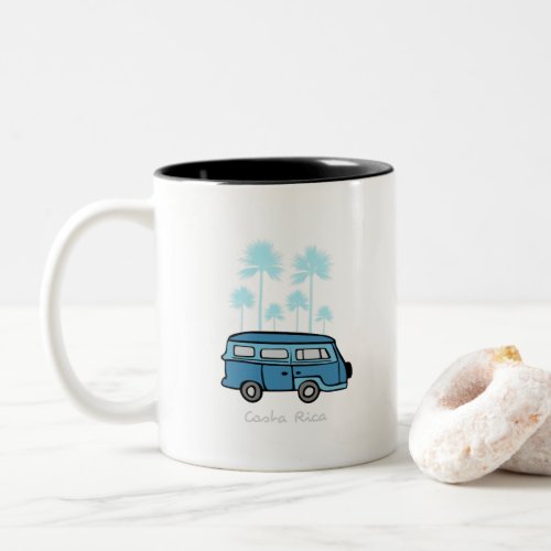 Costa Rica Travel Van with Palm Trees Two_Tone Coffee Mug