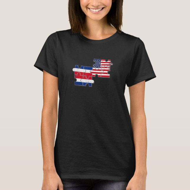 Costa Rica USA Costa Rican American Flag T-Shirt (Front)