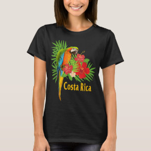 Costa Rica Vacation Parrot Tropical Flowers T-Shirt