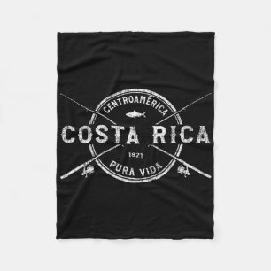 Costa Rica Vintage Crossed Fishing Rods Fleece Blanket