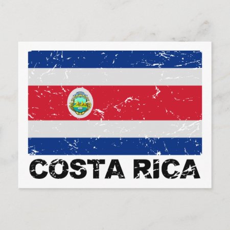 Costa Rica Vintage Flag Postcard