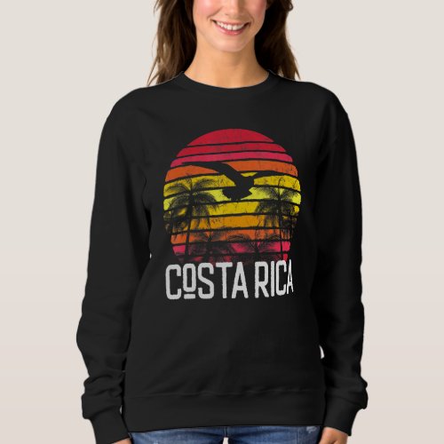 Costa Rica Vintage Retro Beach Palm Tree Surf Swim Sweatshirt
