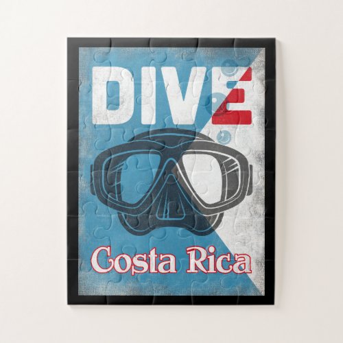 Costa Rica Vintage Scuba Diving Mask Jigsaw Puzzle