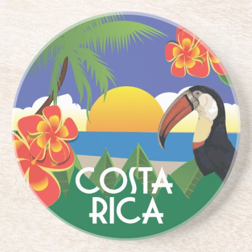 Costa Rica vintage style illustrations Ceramic Orn Coaster