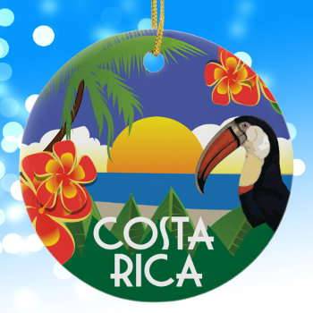 Costa Rica Vintage Style Illustrations Ceramic Ornament by whereabouts at Zazzle