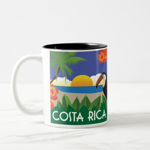 Costa Rica vintage style illustrations Two_Tone Coffee Mug