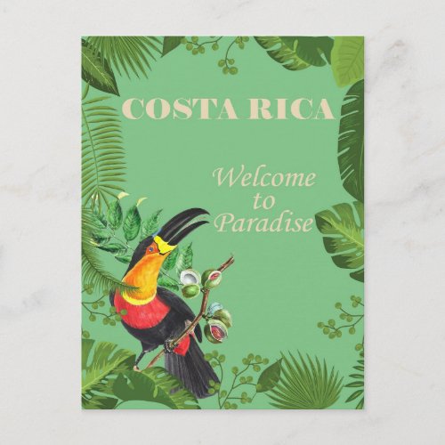 Costa Rica Vintage Toucan Travel Postcard