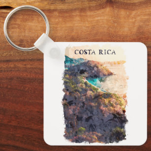Costa Rica Vintage Travel Landscape Keychain