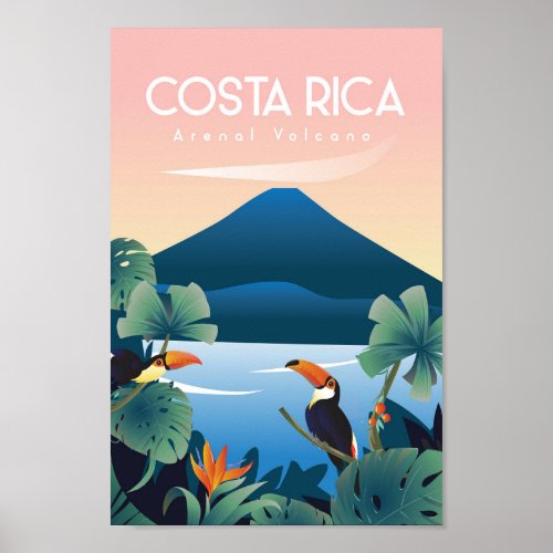 Costa rica vintage travel poster
