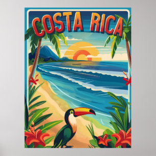Costa Rica vintage travel Poster
