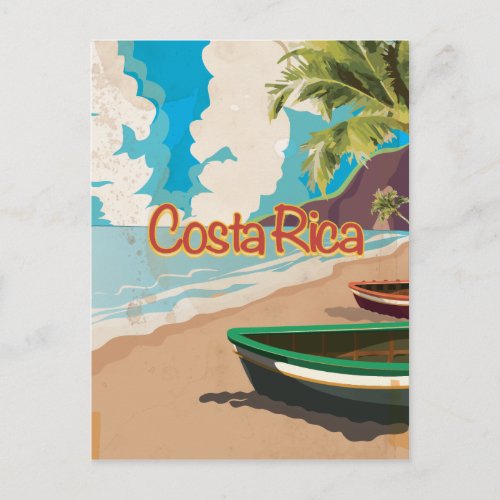 Costa Rica Vintage Travel Poster Postcard