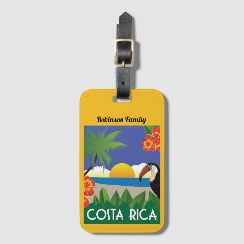 Costa Rica vintage travel style with name Luggage Tag