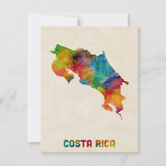 Costa Rica Watercolor Map (Front)